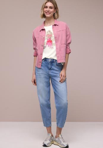 T-Shirt mit Rundhals und Print 36 - Off White