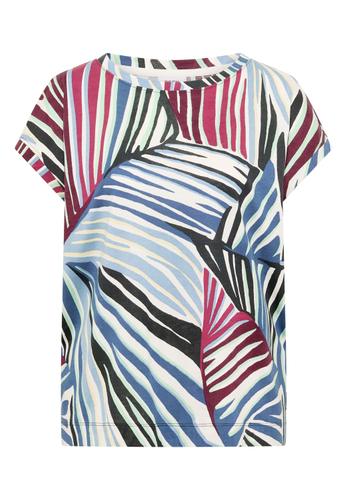 T-Shirt mit Boatneck und Grafikprint XXL - Palm Breeze Green
