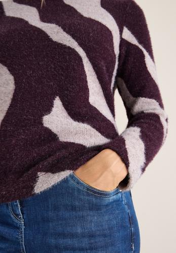 Gemustertes Federgarn Shirt L - Eggplant Red