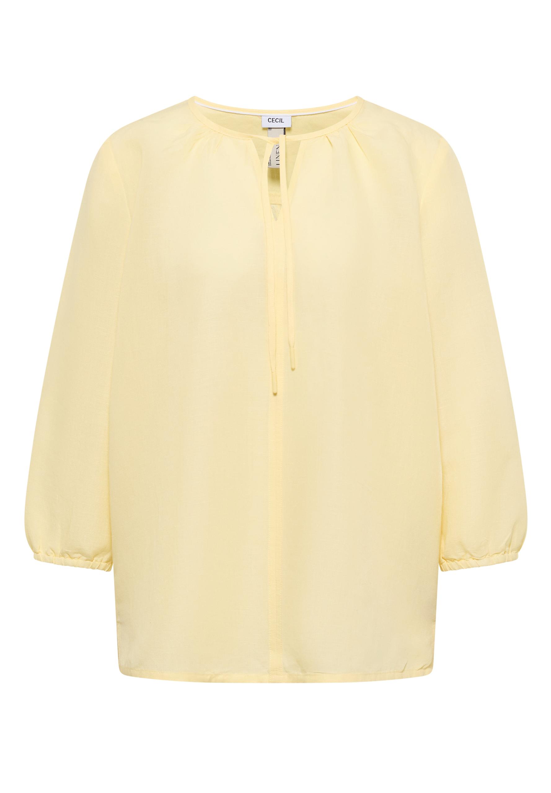 Tunika mit Split Neck aus Leinenmix L - Butter Yellow