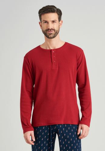 Langarmshirt Knopfleiste 50 - Rot
