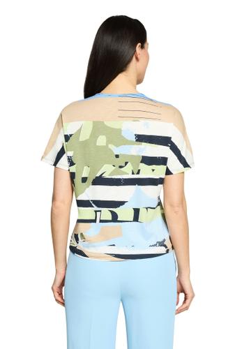 Oversize-Shirt 38 Gerade - Blau/Beige