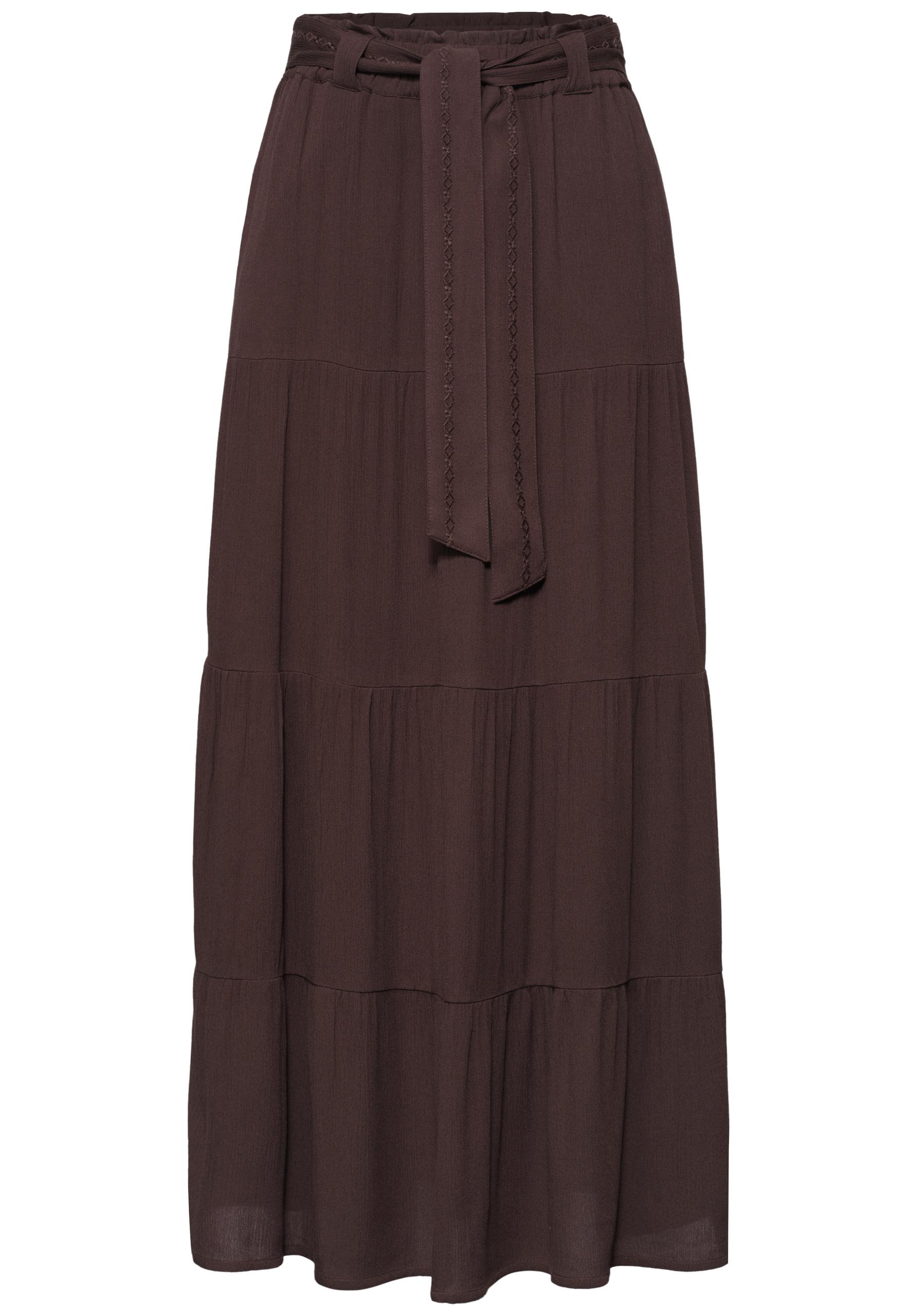 Maxi-Rock mit Volants und Gürteldetail 38 - Espresso Brown