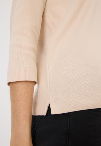 Shirt mit Rippstruktur L - Oat Milk Beige