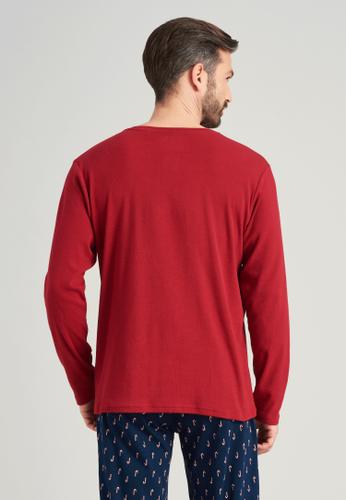 Langarmshirt Knopfleiste 50 - Rot