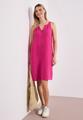 Knielanges Kleid mit Split Neck aus Leinen 34 - Magenta Dream