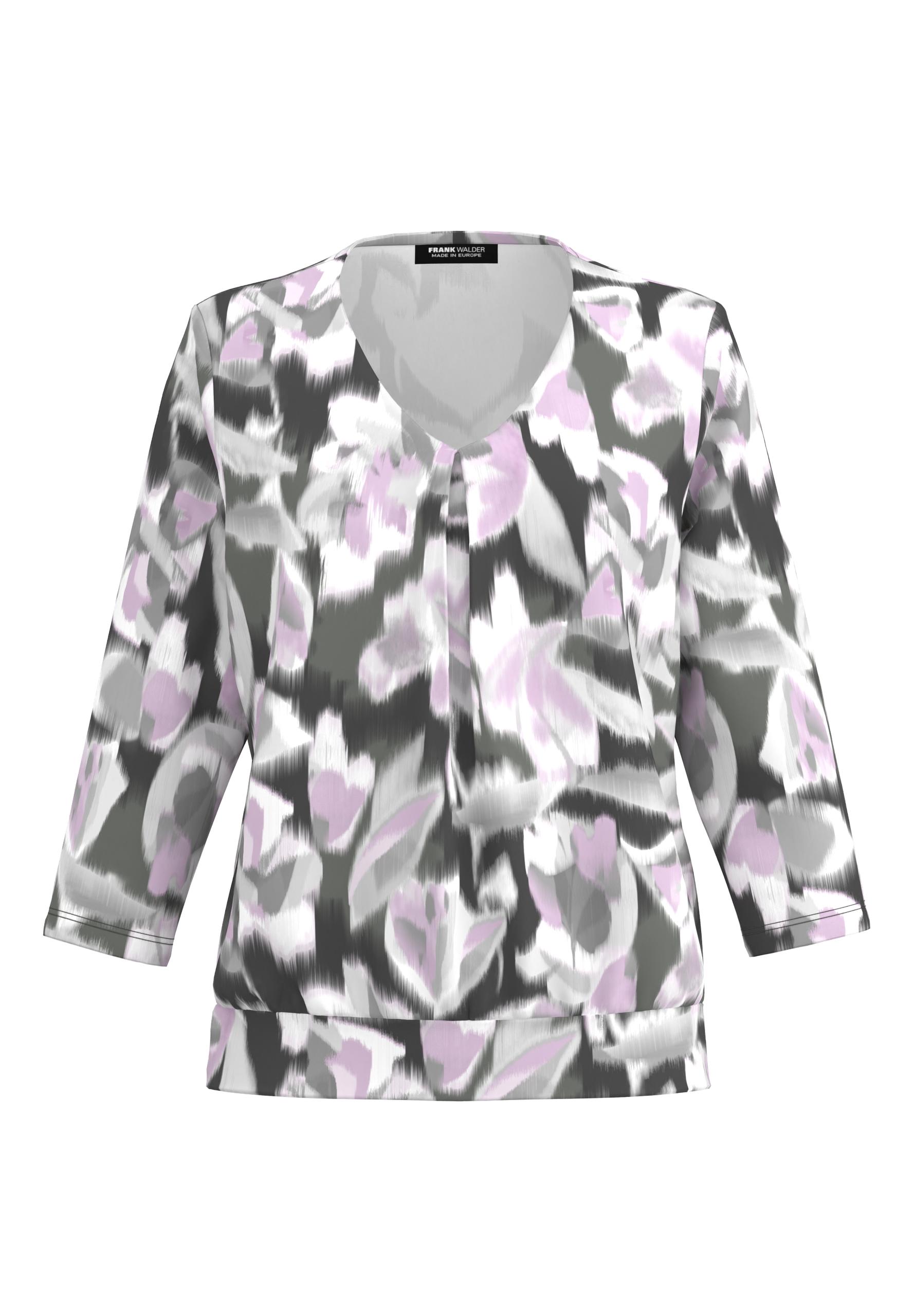 Blusenshirt NOS mit Faltendetail im Vorderteil 42 - Soft Purple/anthrazit/ecru