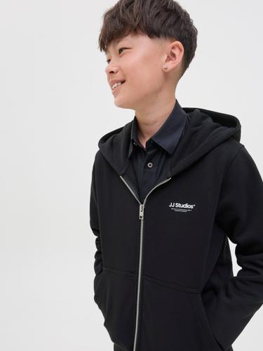 JJESOHO SWEAT ZIP HOOD NOOS JNR 140 Locker geschnitten - Black