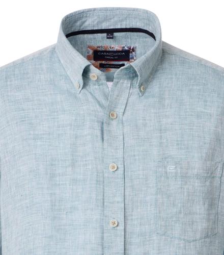 Leinenhemd 3XL Casual Fit Short - Aqua Bis Petrol