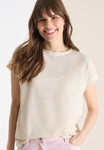 T-Shirt mit Boatneck im Strick-Look