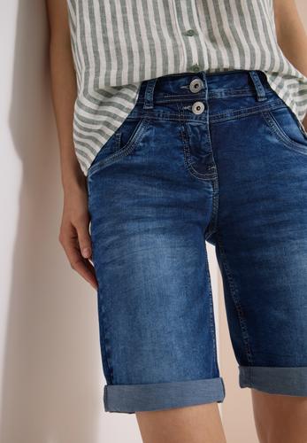 Slim Leg Jeansshorts im Casual Fit 29 - Mid Blue Used Wash