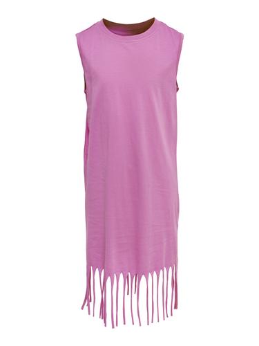 KOGMAY S/S FRINGES DRESS JRS 158/164 Normal geschnitten - Super Pink