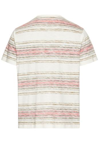 T-Shirt mit Streifenmuster aus Baumwolle Rot 3XL