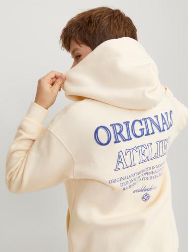 JORSANTORINI GRAPHIC SWEAT HOOD JNR 176 Locker geschnitten - Buttercream