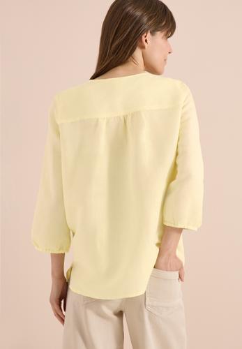 Tunika mit Split Neck aus Leinenmix L - Butter Yellow