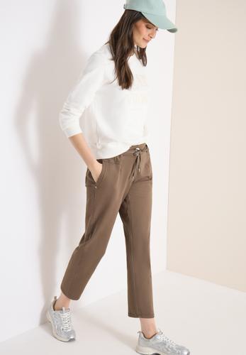Mid Waist Slim Leg Hose im Loose Fit