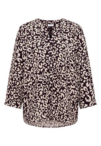 Bluse mit Leo-Muster aus Leinenmix S - Rich Burgundy