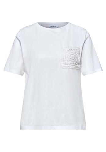 T-Shirt mit Rundhals und Crochet-Tasche 40 - Off White