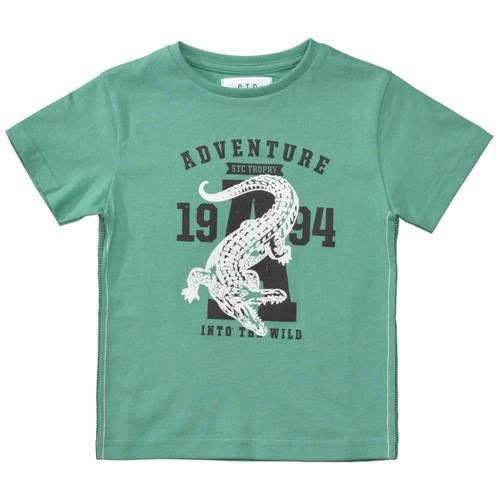 T-Shirt mit Kontrastnähten an den Seiten 104/110 gerade - Emerald