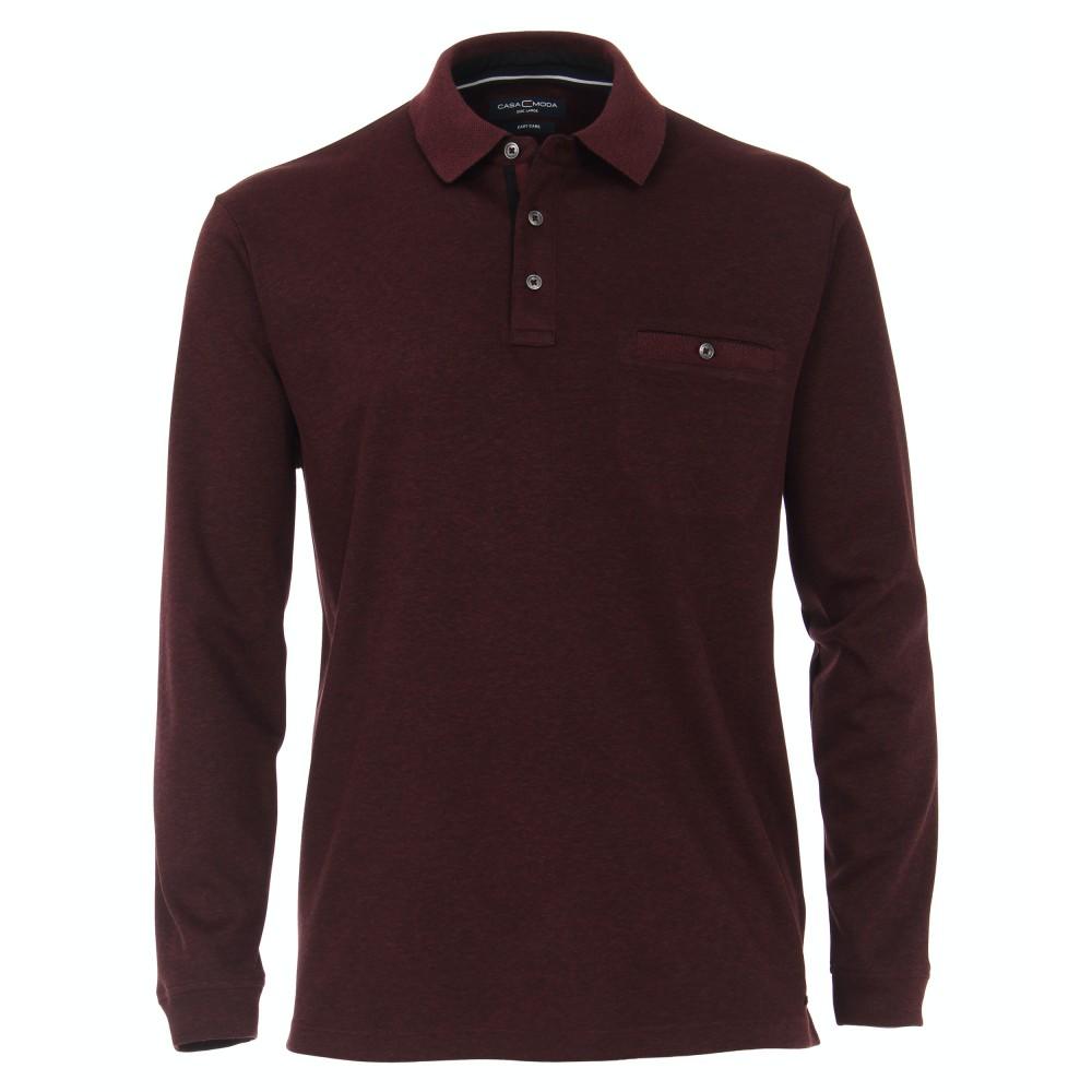 Polo-Shirt Langarm gestreift L - Rot