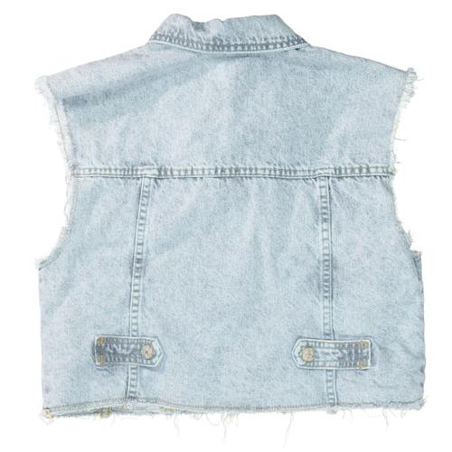 Jeans-Weste mit verwaschener Optik 164 bequem - Light Blue Denim