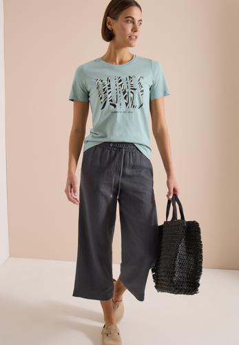 T-Shirt mit Rundhals und Frontprint L - Crystal Mint
