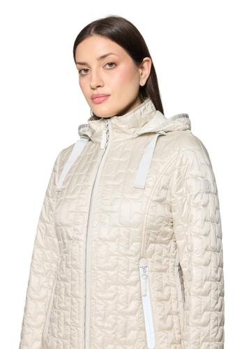 Steppjacke 44 Tailliert - Grau Beige