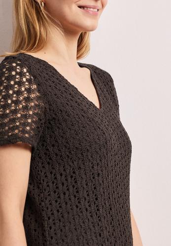 Midi-Kleid aus Spitze in Unifarbe 36 - Espresso Brown
