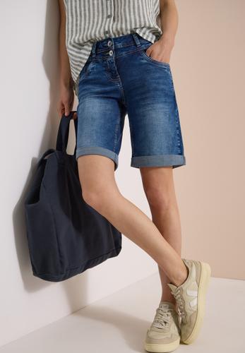 Slim Leg Jeansshorts im Casual Fit 29 - Mid Blue Used Wash
