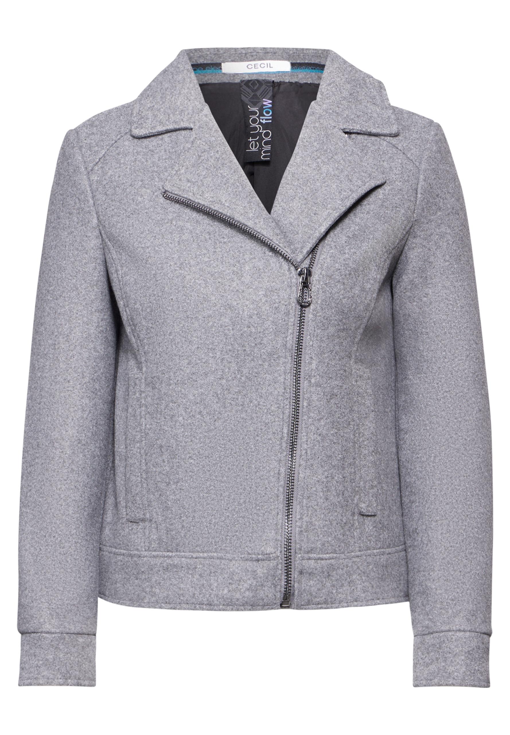 Bikerjacke in Woll-Optik S - Platinum Grey Mel.