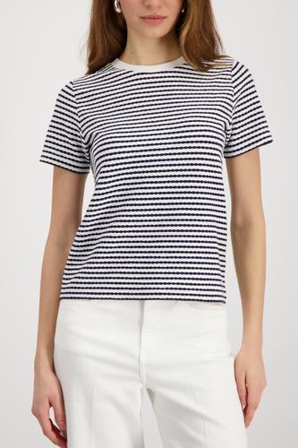 T-Shirt mit Struktur 36 - Marine Ringel