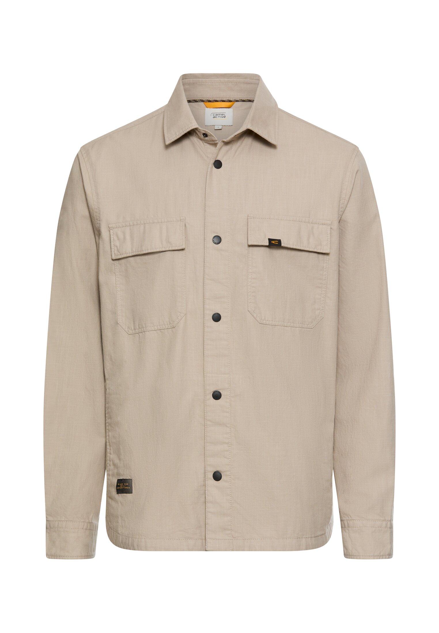 Overshirt mit Taschen M Relaxed Fit - Light Beige
