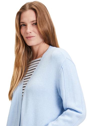 Casual-Strickjacke 38 Gerade - Light Blue Melange