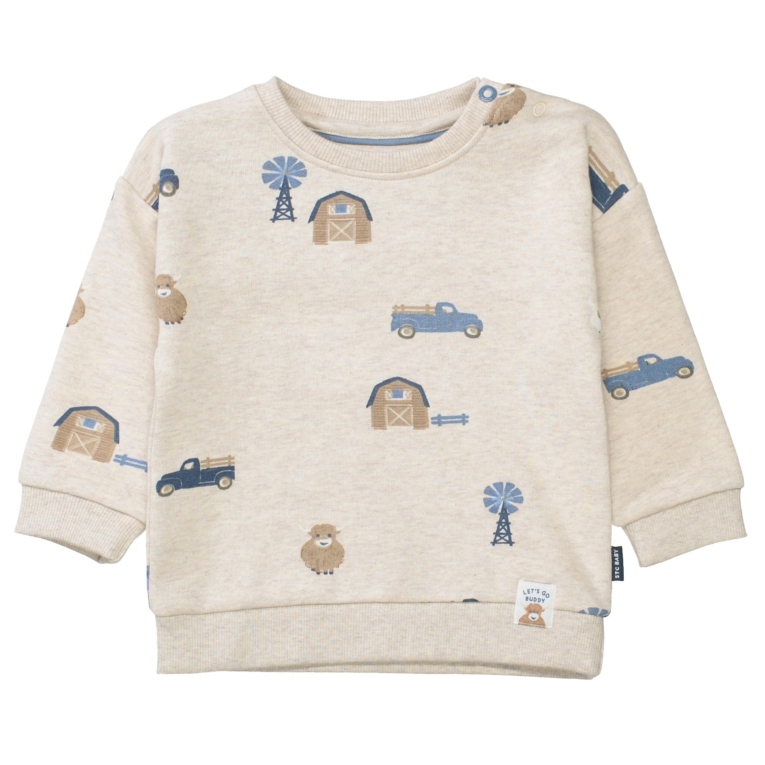 Kn.-Sweatshirt 68 - Soft Sand Mel.aop