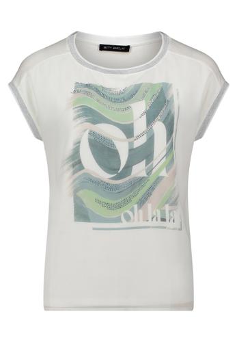 Blusenshirt 42 Lässig - Patch Cream/Green