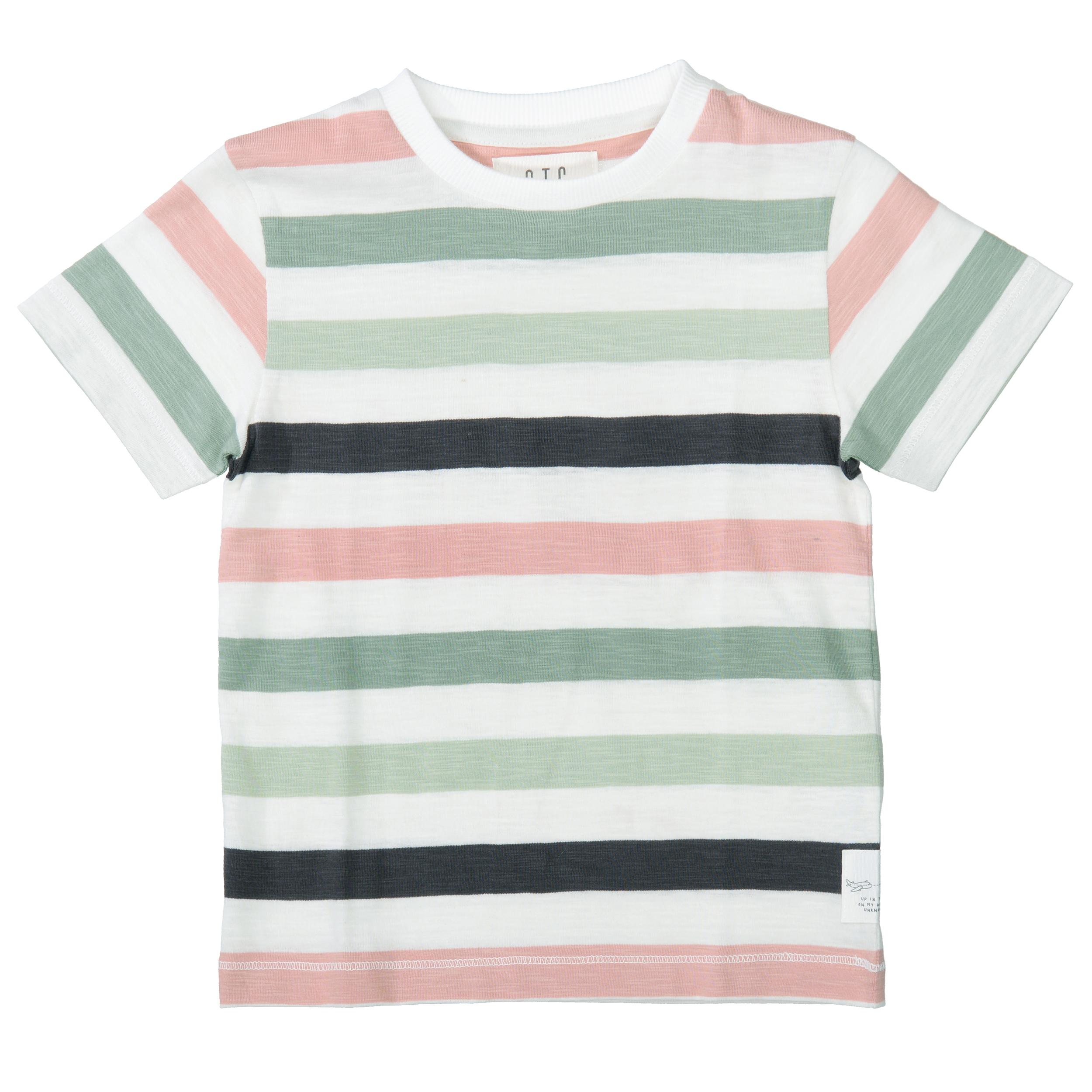 Kn.-T-Shirt, Streifen 128/134 - Cream White Str.