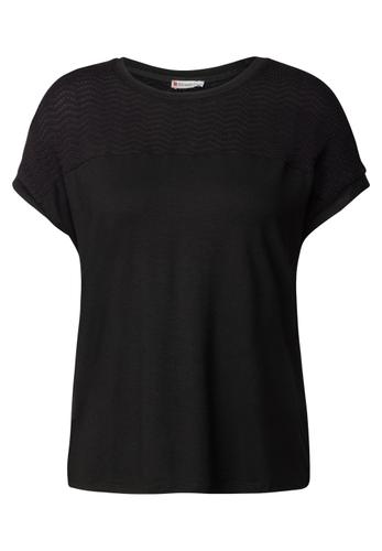 Shirt mit Lochmusterdetail 38 - Black