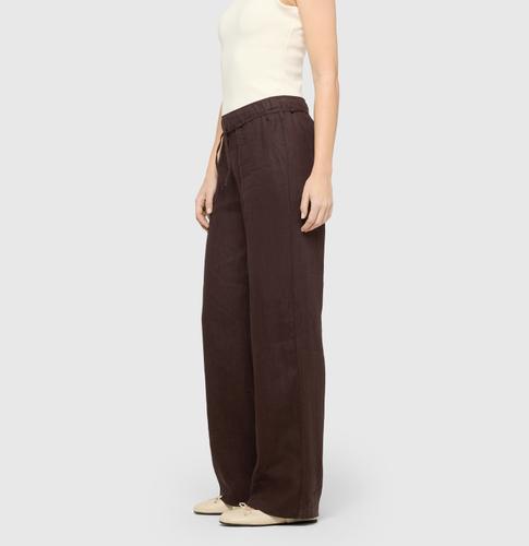 MAC JEANS - CHIARA BELT, Pure linen 42/30 Wide Fit - Braun