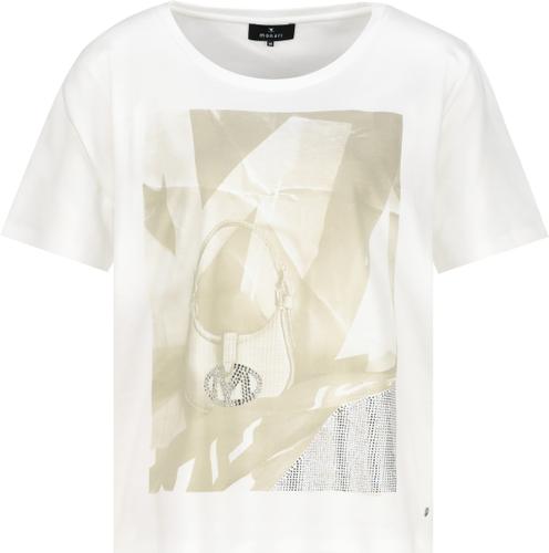 T-Shirt mit Fotoprint und Strasssteinen 46 - Cream