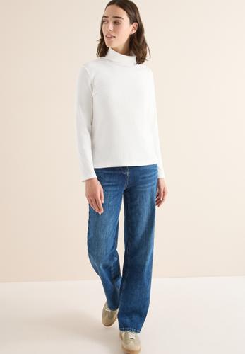 Langarmshirt in Rippstruktur XXL - Vanilla White
