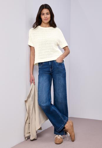 T-Shirt mit Rundhals und Struktur 40 - Off White