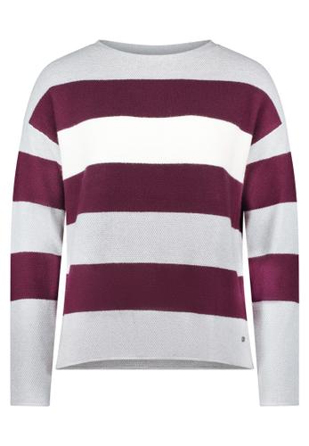 Strickpullover 42 Gerade - Grey/dark Red