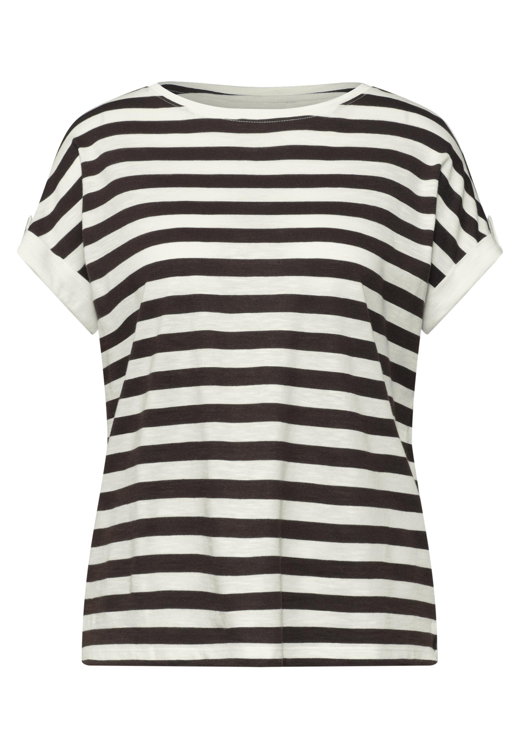 T-Shirt mit Rundhals und Knopfdetail 40 - Espresso Brown