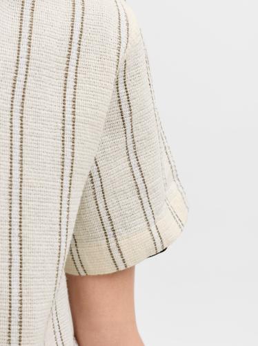 JJECOBA STRIPE RESORT SHIRT SS SN JNR 164 Locker geschnitten - Antique White