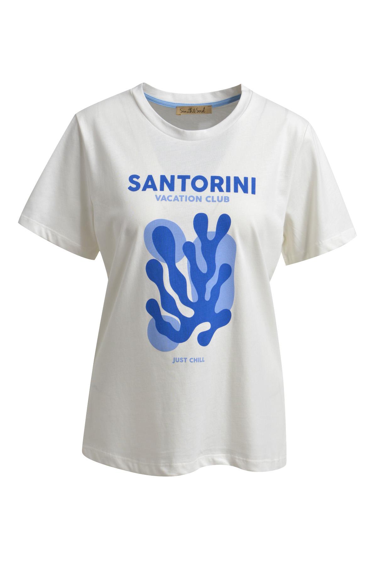 T-Shirt Santorini Print XXL - Offwhite