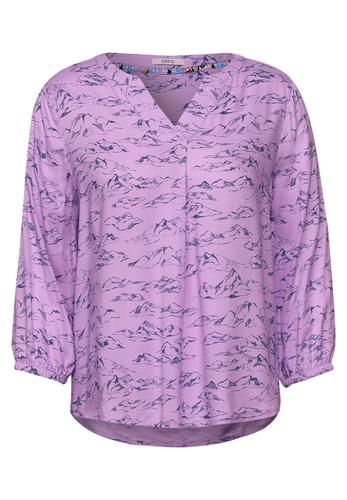 Mountain Print Bluse S - Frosty Violet