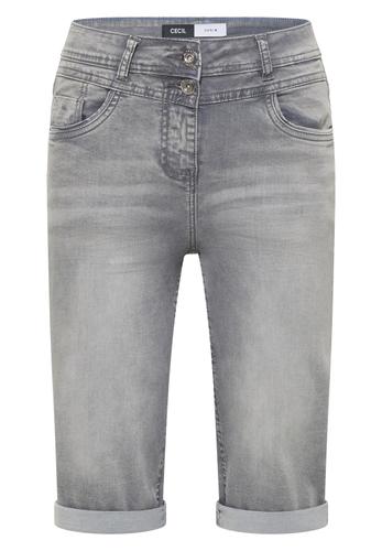 Straight Leg Jeansshorts im Slim Fit 27 - Mid Grey Used Wash