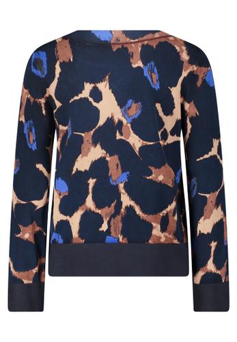 Feinstrickpullover 38 Gerade - Blau/camel