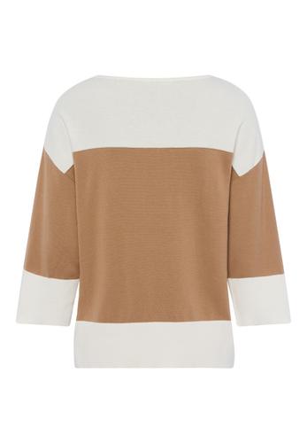 Strickpullover CASUAL im Colorblocking Design 46 - Affogato/ecru