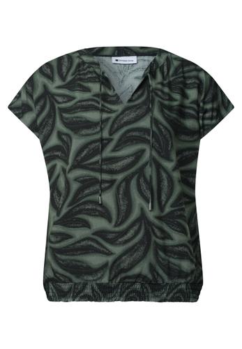 Blusenshirt mit Split Neck und Smokdetail 38 - Deep Bound Green
